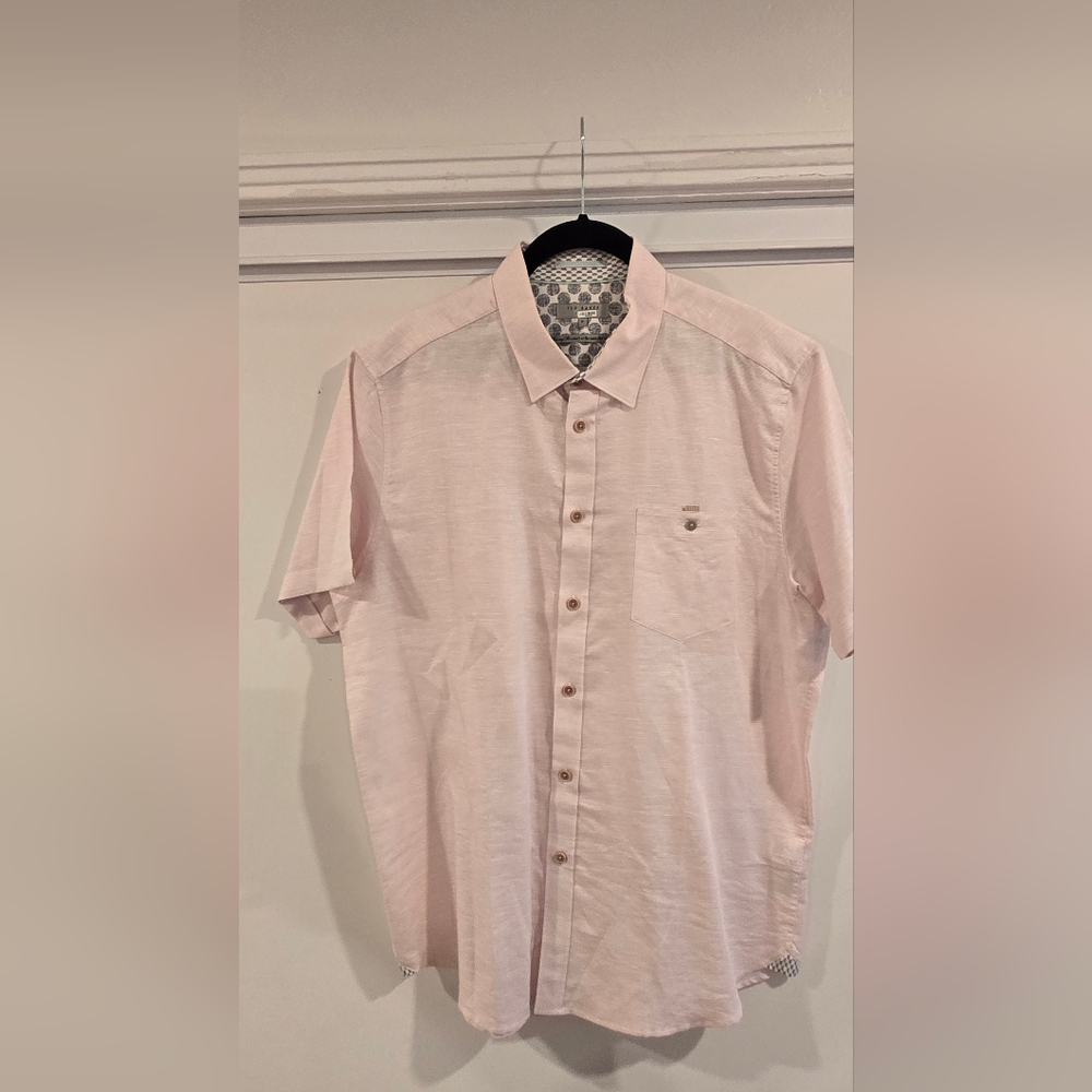 Ted Baker Pale Pink Short-Sleeve Button-Down Shirt